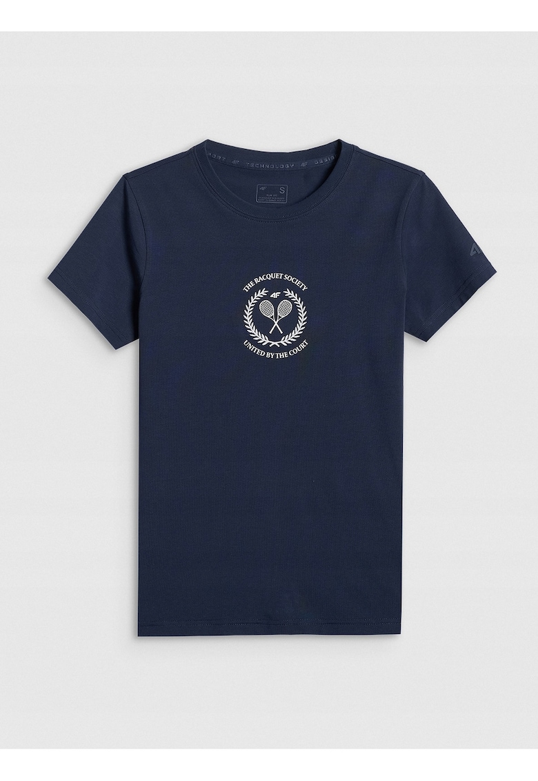 Tricou dama bumbac - slim - imprimeu - Bleumarin