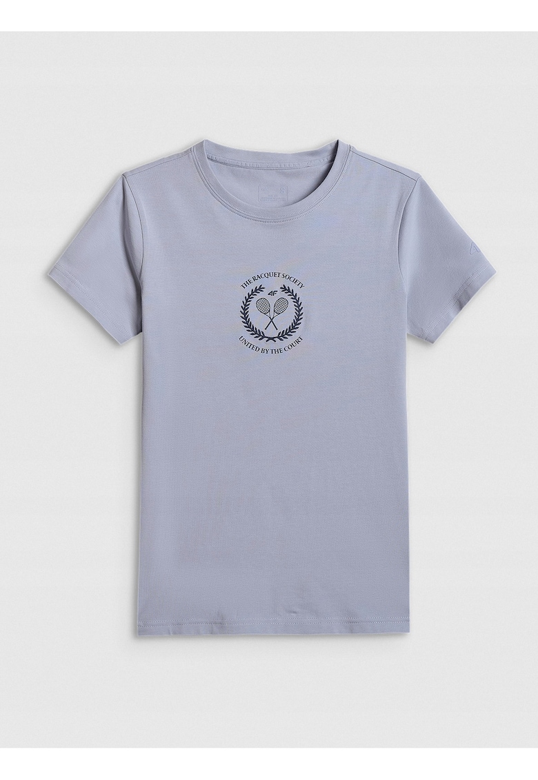Tricou dama - slim - imprimeu - albastru - bumbac