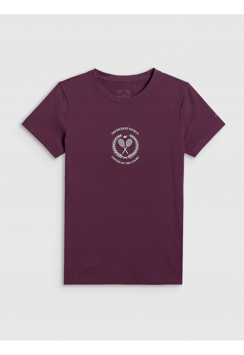 Tricou dama rosu - bumbac - slim - cu imprimeu