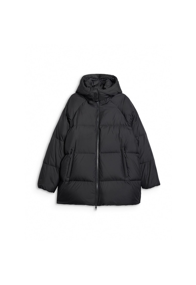 Geaca de puf pentru femei - neagra - umplutura naturala - croiala oversized