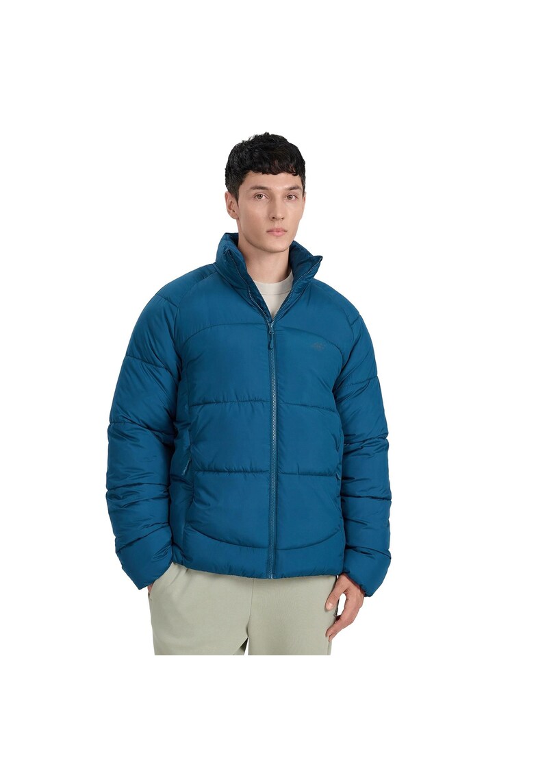 Geaca matlasata barbati - umplutura sintetica - bleumarin - poliester - croiala regulara - guler inalt - marimea