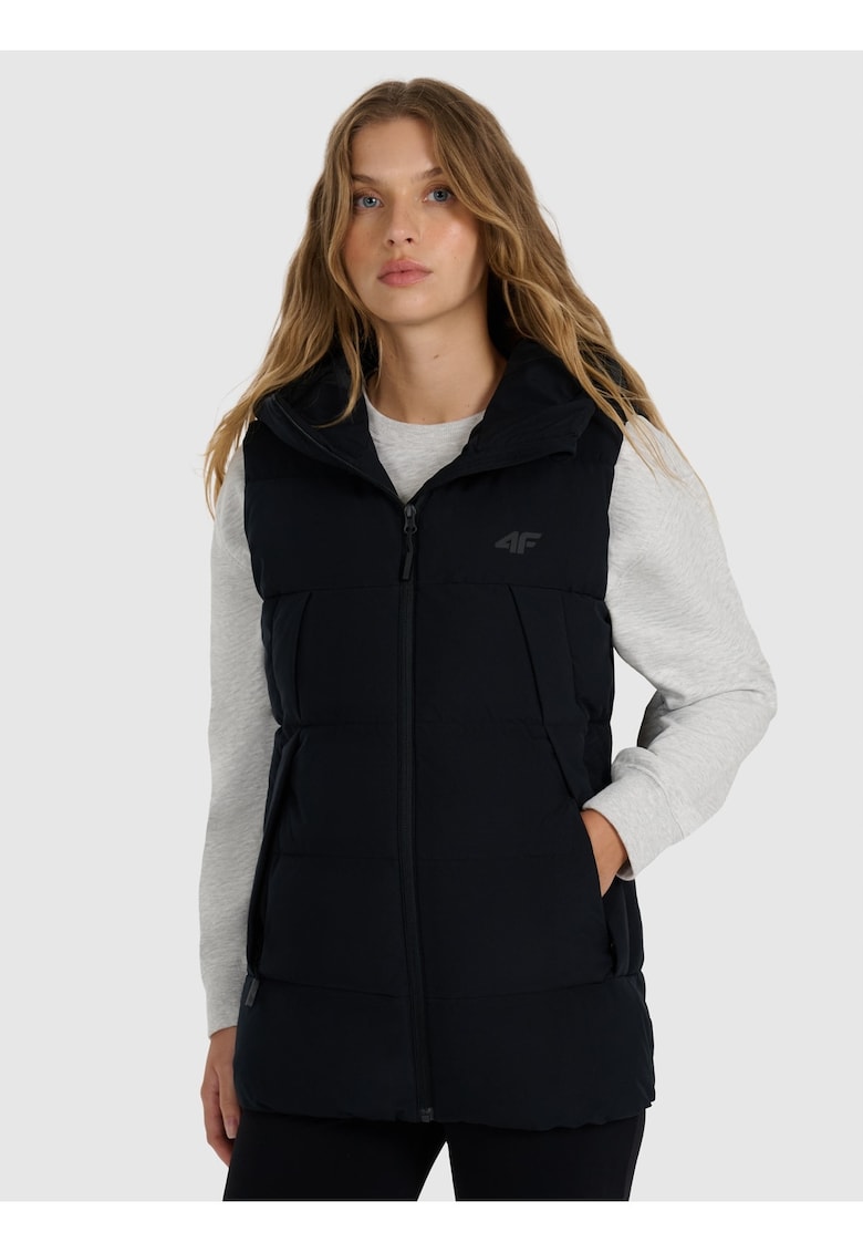 Vesta pentru femei - negru - poliester - hidrofuga - croi lung -