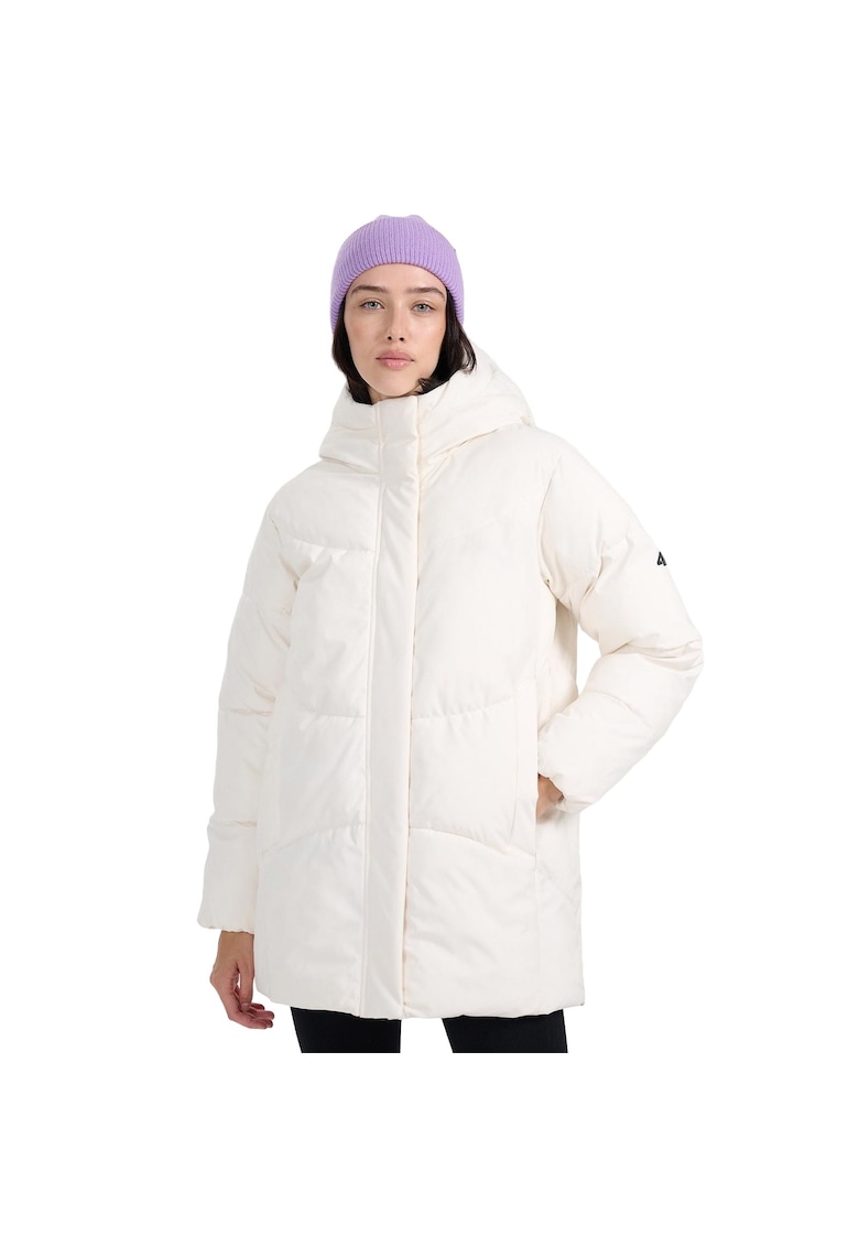Geaca de puf pentru femei - hidrofoba - oversize - alb - poliester