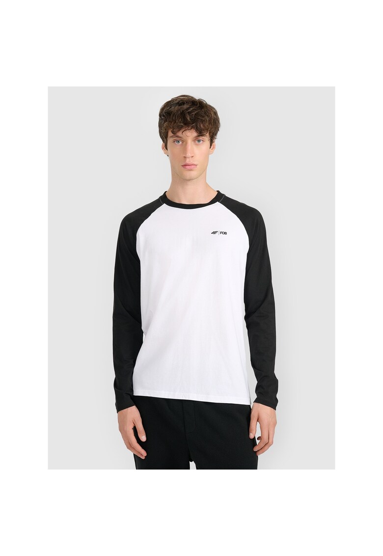 Bluza sport barbati - maneca lunga - alb - bumbac