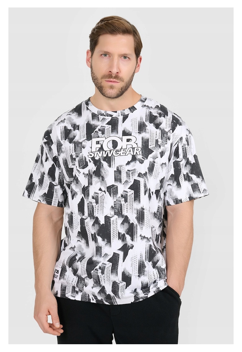 Tricou barbati alb/negru - bumbac