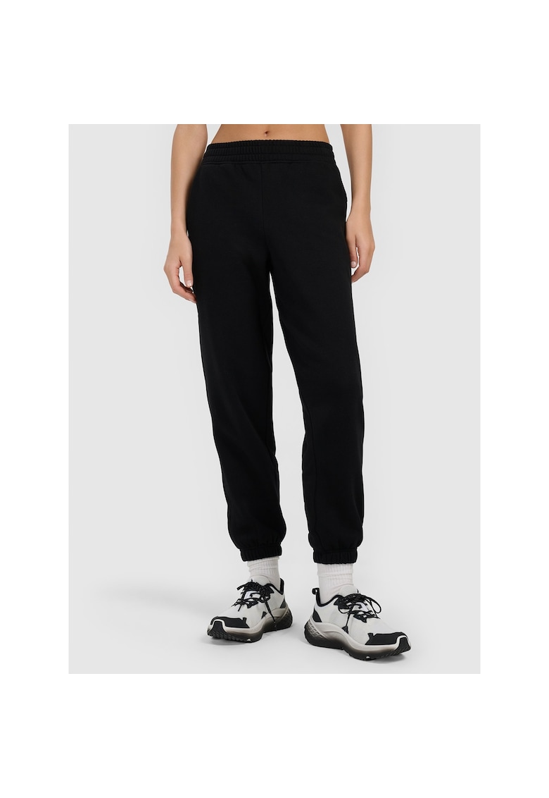 Pantaloni sport dama - joggeri - talie inalta - negri - tesatura periata