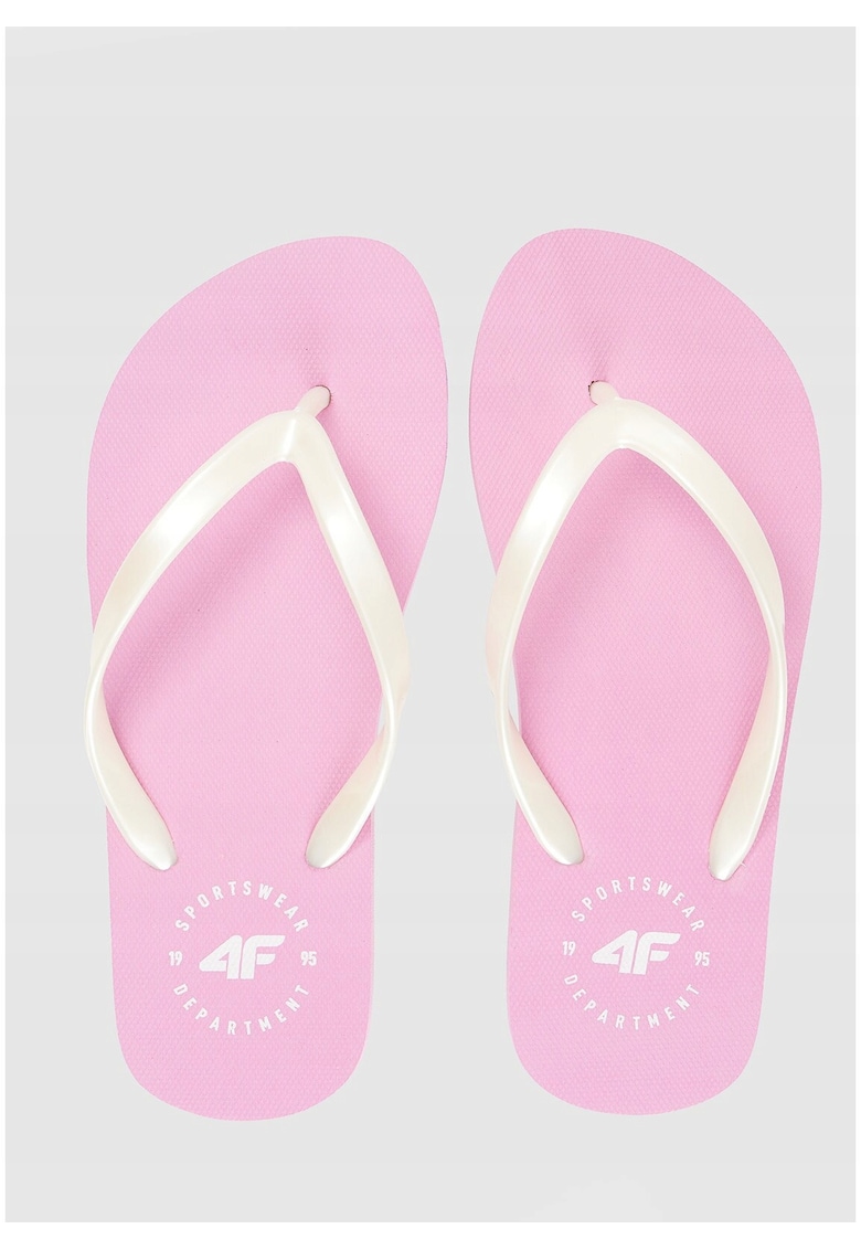 Slapi dama cauciuc - roz/alb