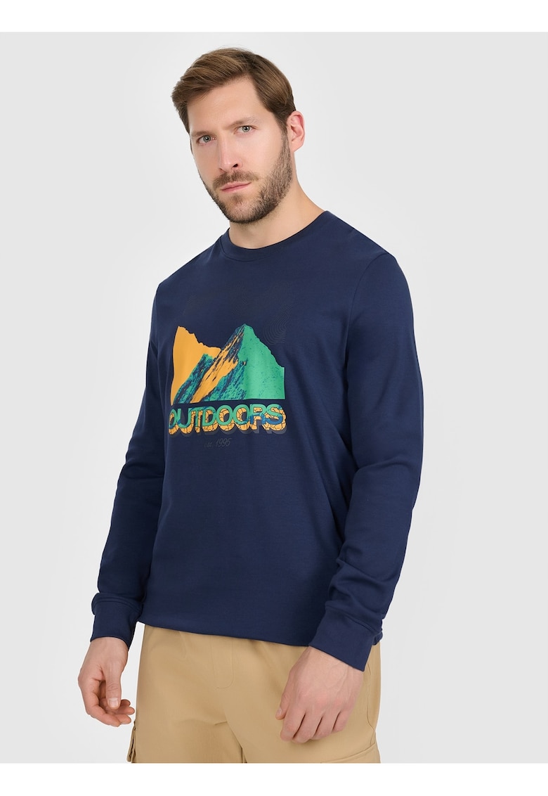 Bluza barbati - maneca lunga - albastru - bumbac