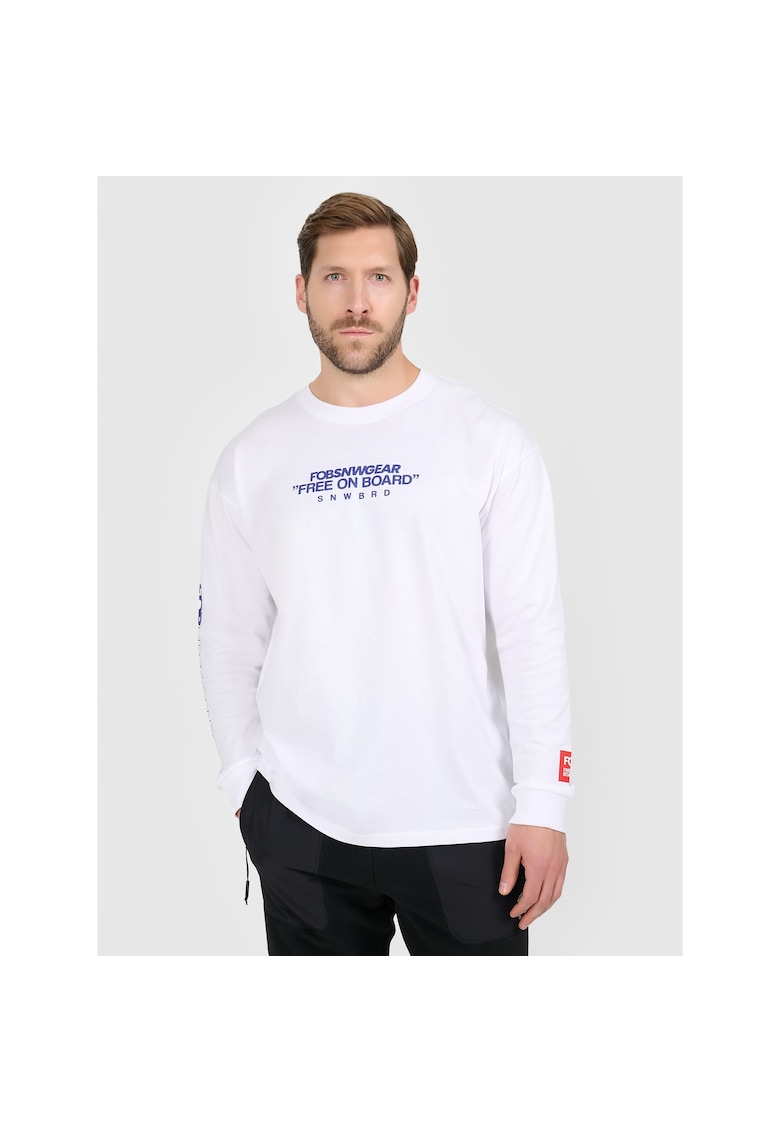 Tricou sport barbati - alb - bumbac - maneca lunga -
