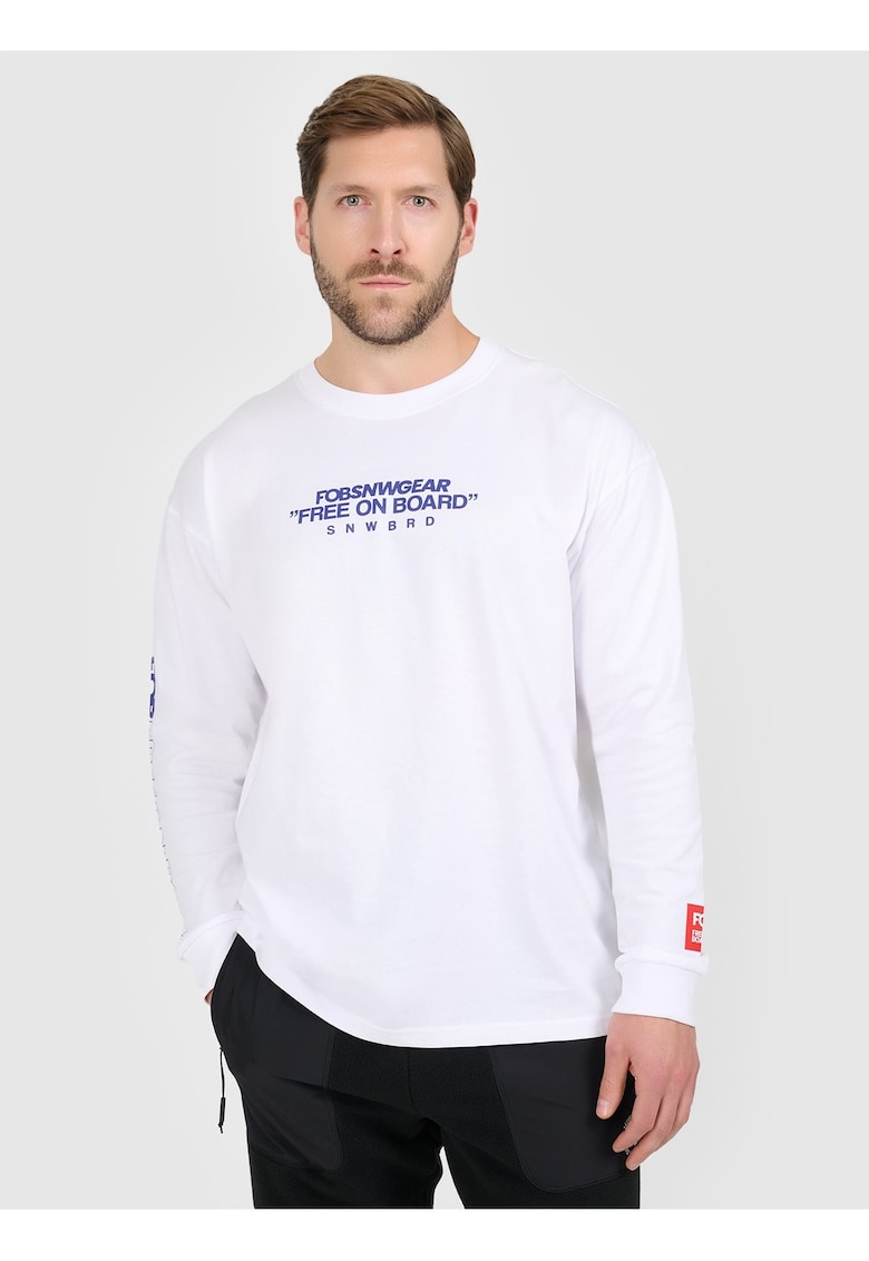 Tricou barbati - maneca lunga - alb - bumbac