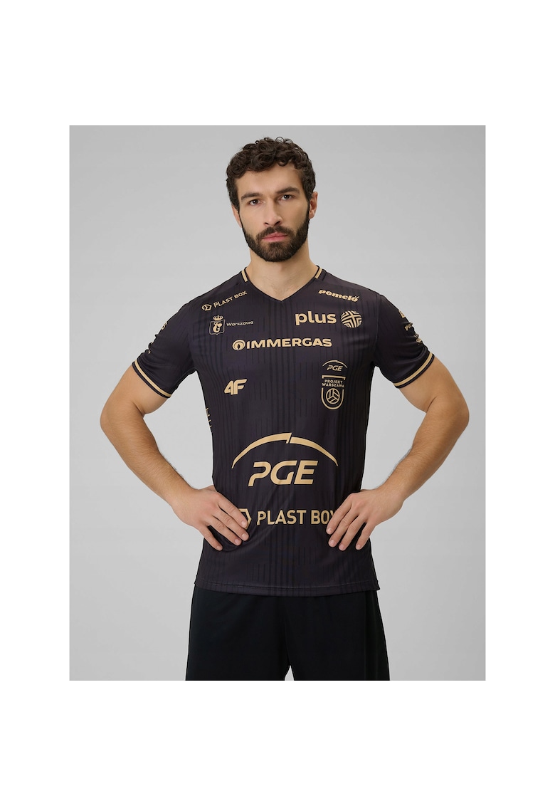 Tricou sportiv barbati Projekt Warszawa - elastic - uscare rapida - negru - fabricat in Polonia