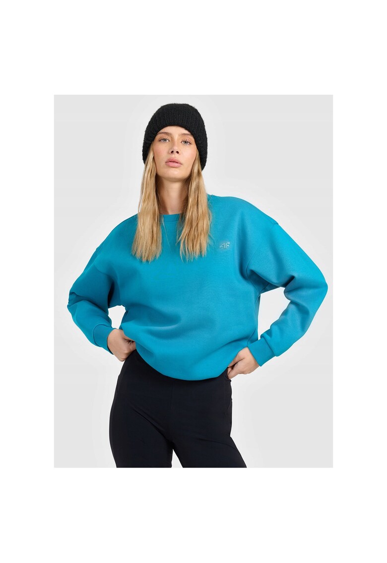 Hanorac dama turcoaz - bumbac - croiala regular - fara gluga