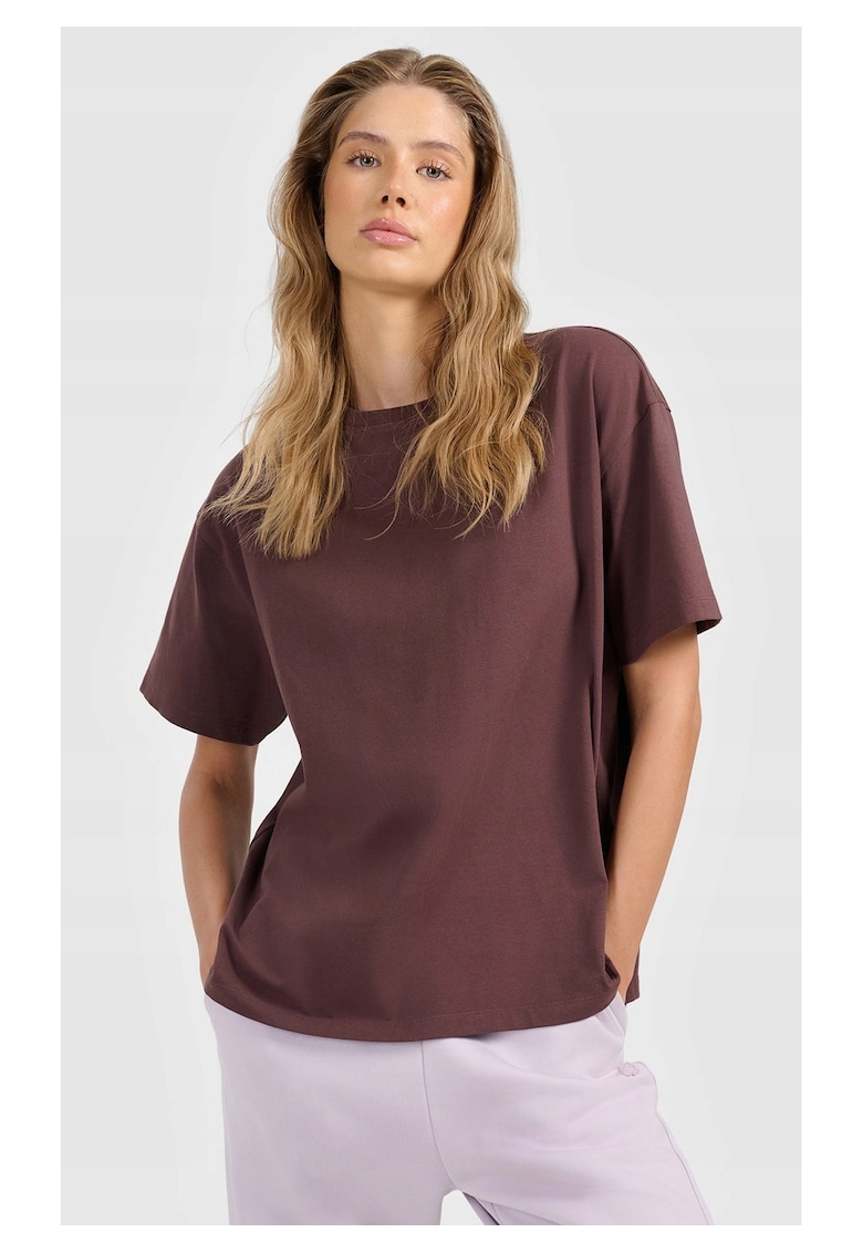 Tricou dama - croiala lejera - culoare maro - tesatura usoara