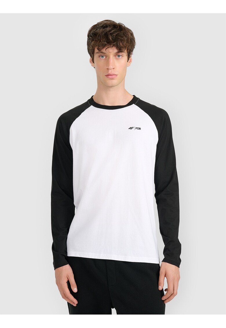 Tricou barbati - maneca lunga - alb - de bumbac