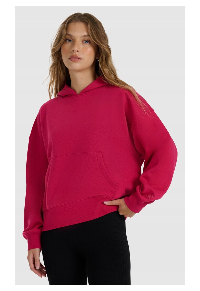 Hanorac dama - fara fermoar - gluga - roz - bumbac -