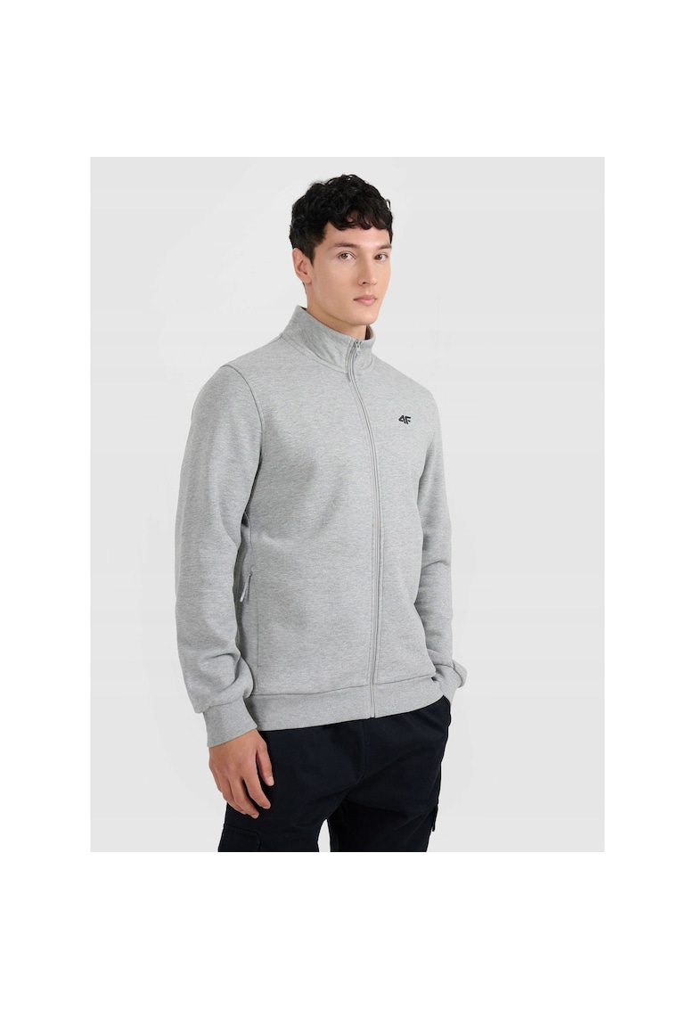 Hanorac sport barbati gri - bumbac - 2 buzunare cu fermoar -