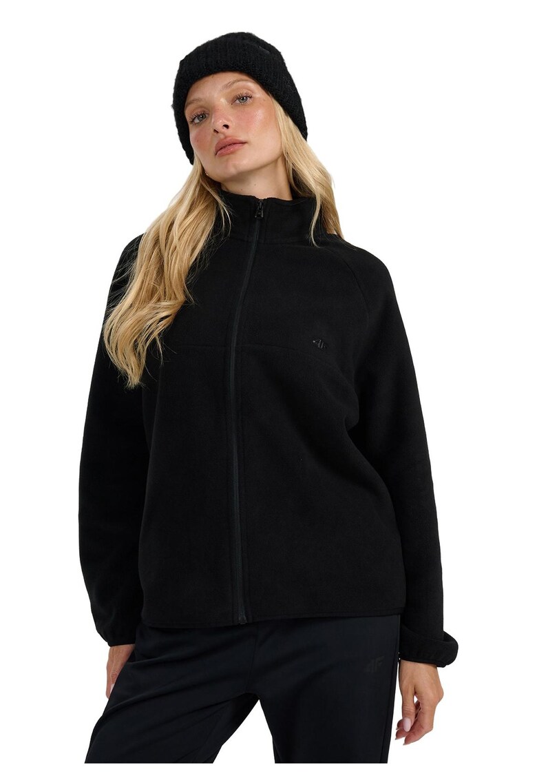 Hanorac dama oversize - guler inalt - negru - poliester