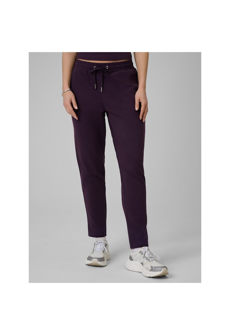 Pantaloni sport dama - mov - bumbac - talie inalta - buzunare cu fermoar