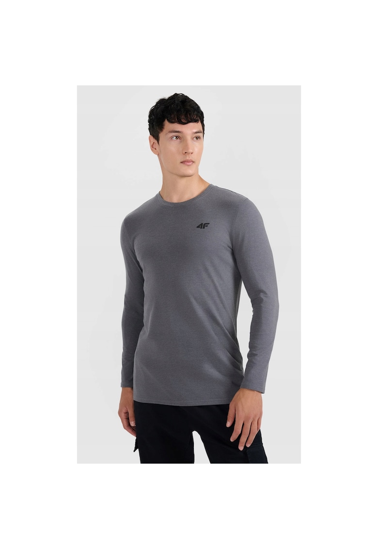 Bluza barbati maneca lunga - slim - gri - material solid