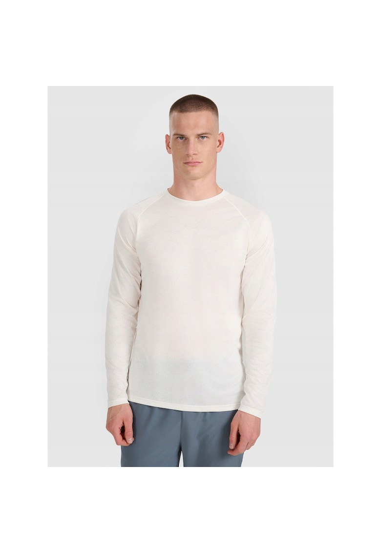 Bluza sport barbati maneca lunga - uscare rapida - alb - poliester -