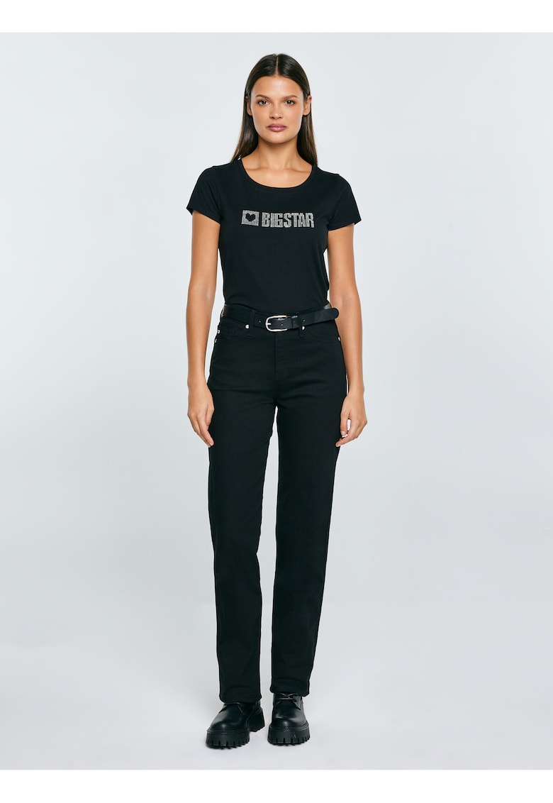 Tricou din bumbac cu strasuri Avra