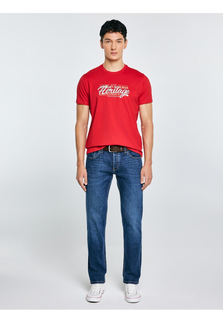 Tricou din bumbac cu decolteu la baza gatului Keren