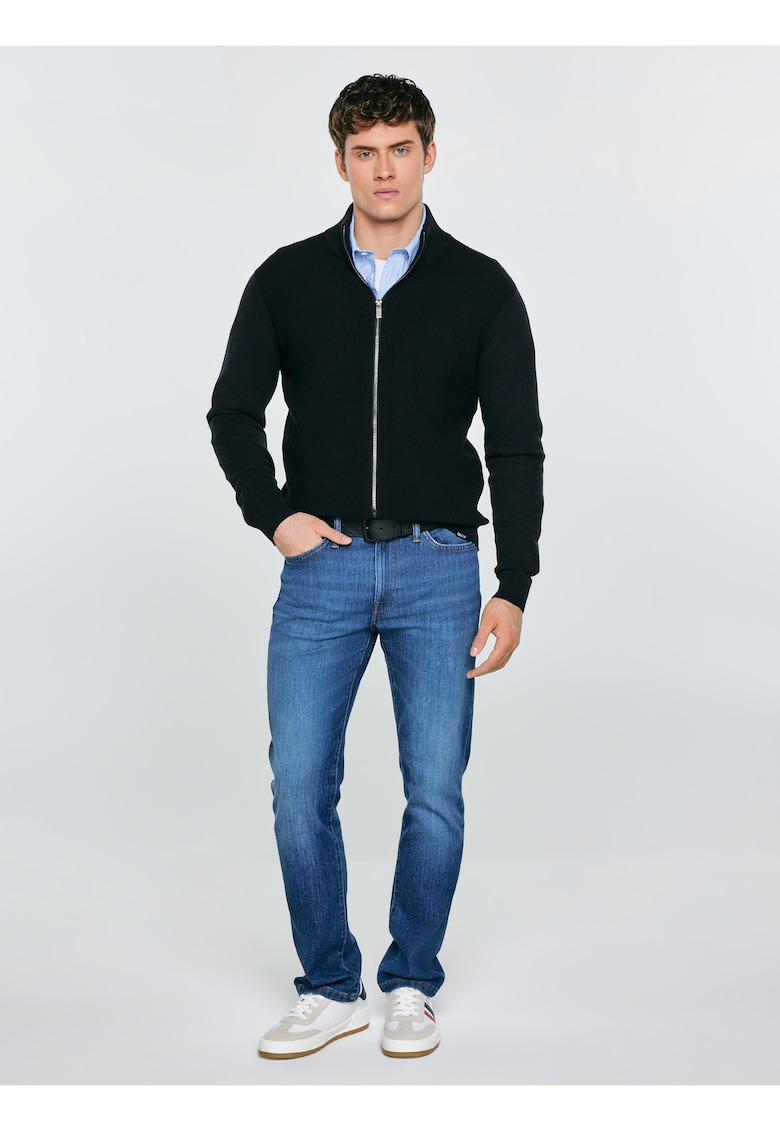 Pulover barbati - cu fermoar - guler inalt - negru