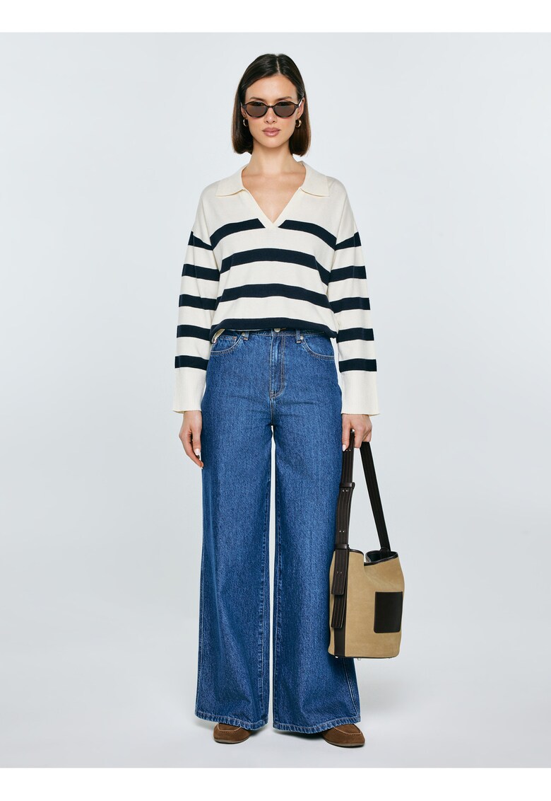 Pulover lejer cu imprimeu in dungi Alina