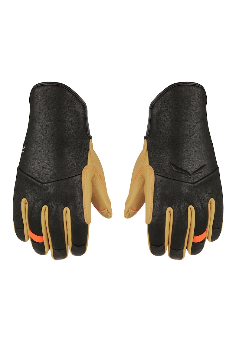 Mănuși sport bărbați Ortles Merino Leather - călduroase și respirabile - negru/galben - 7/S