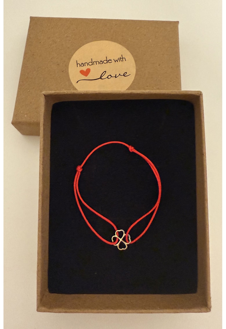 Bratara din aur de 8K cu talisman - Rosu/Auriu