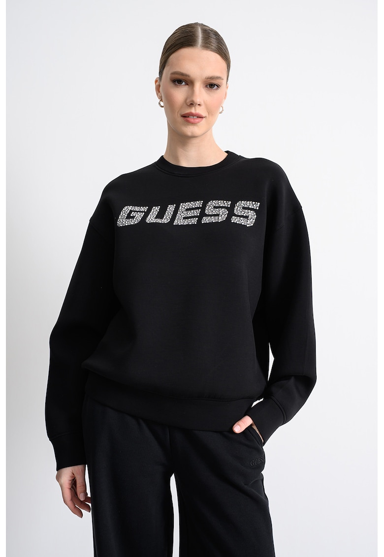 Bluza de trening cu croiala lejera si decorata cu logo - Negru/Argintiu