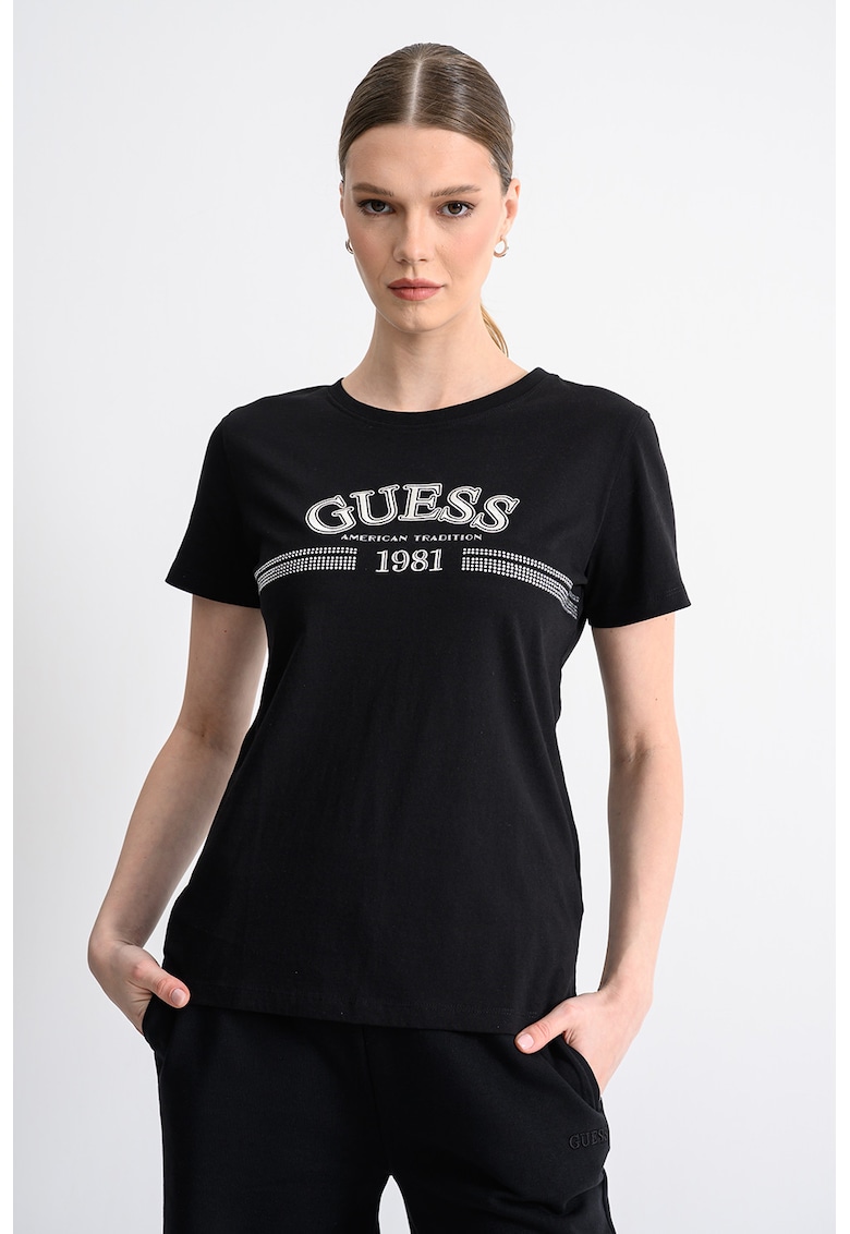 Tricou regular-fit cu imprimeu logo - Negru/Argintiu