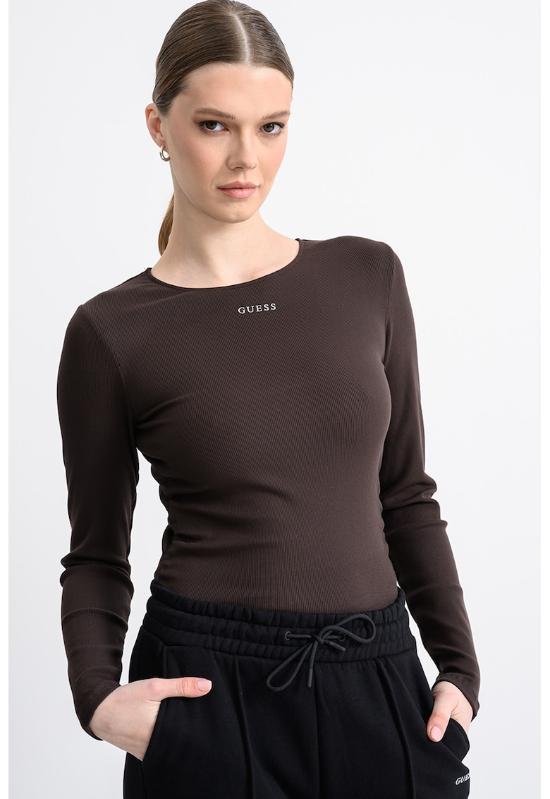 Bluza slim-fit cu logo - Maro inchis