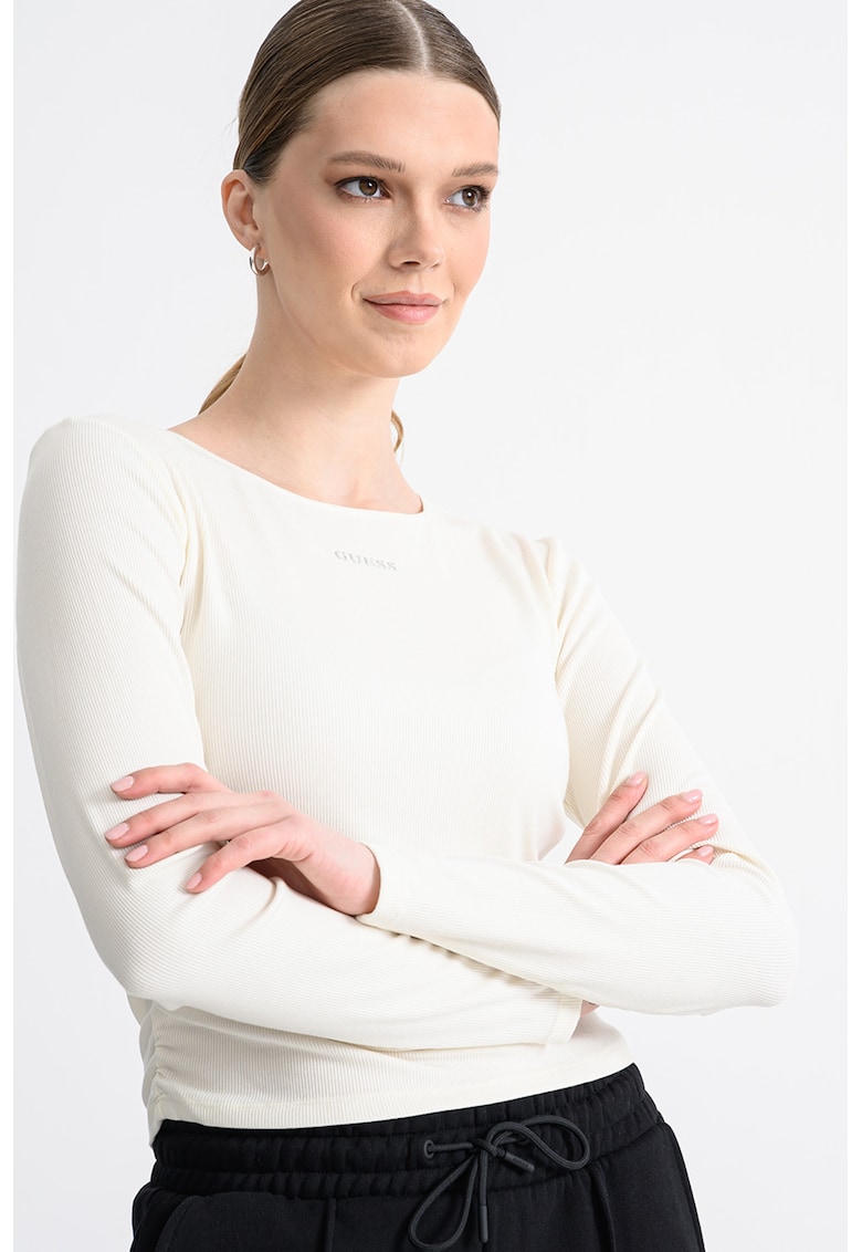 Bluza slim-fit cu logo - Crem