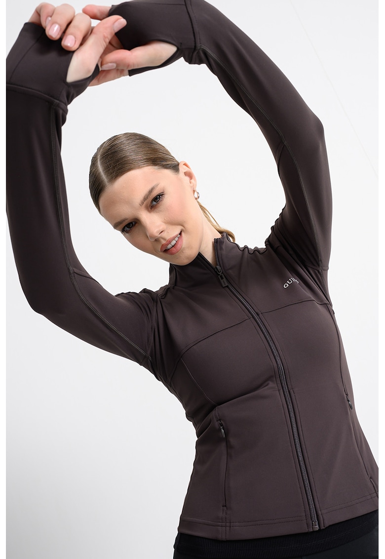 Bluza de trening cu logo si fermoar - Gri antracit