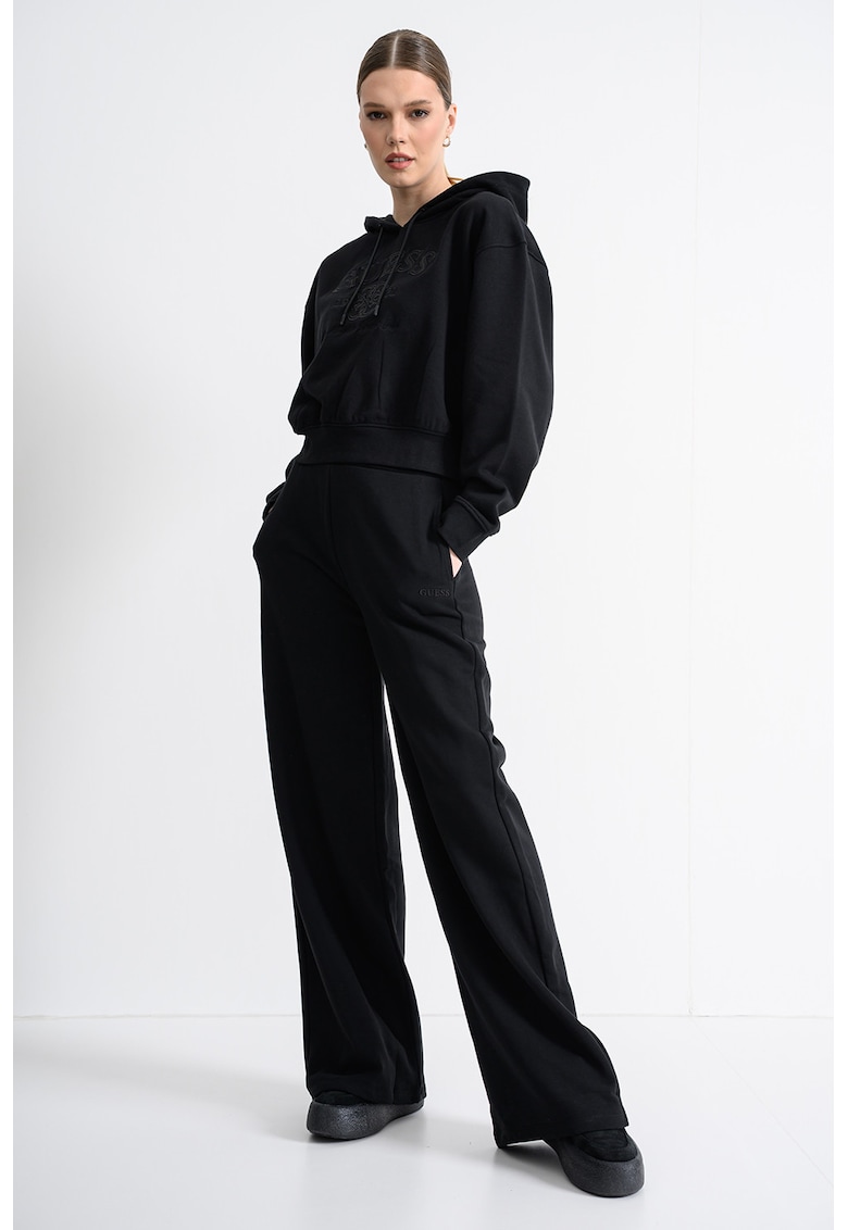 Hanorac cu logo brodat - Negru