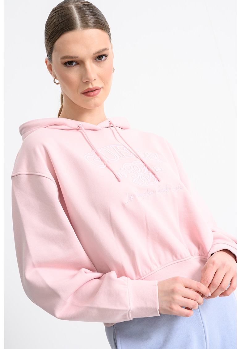 Hanorac cu logo brodat - Roz pastel