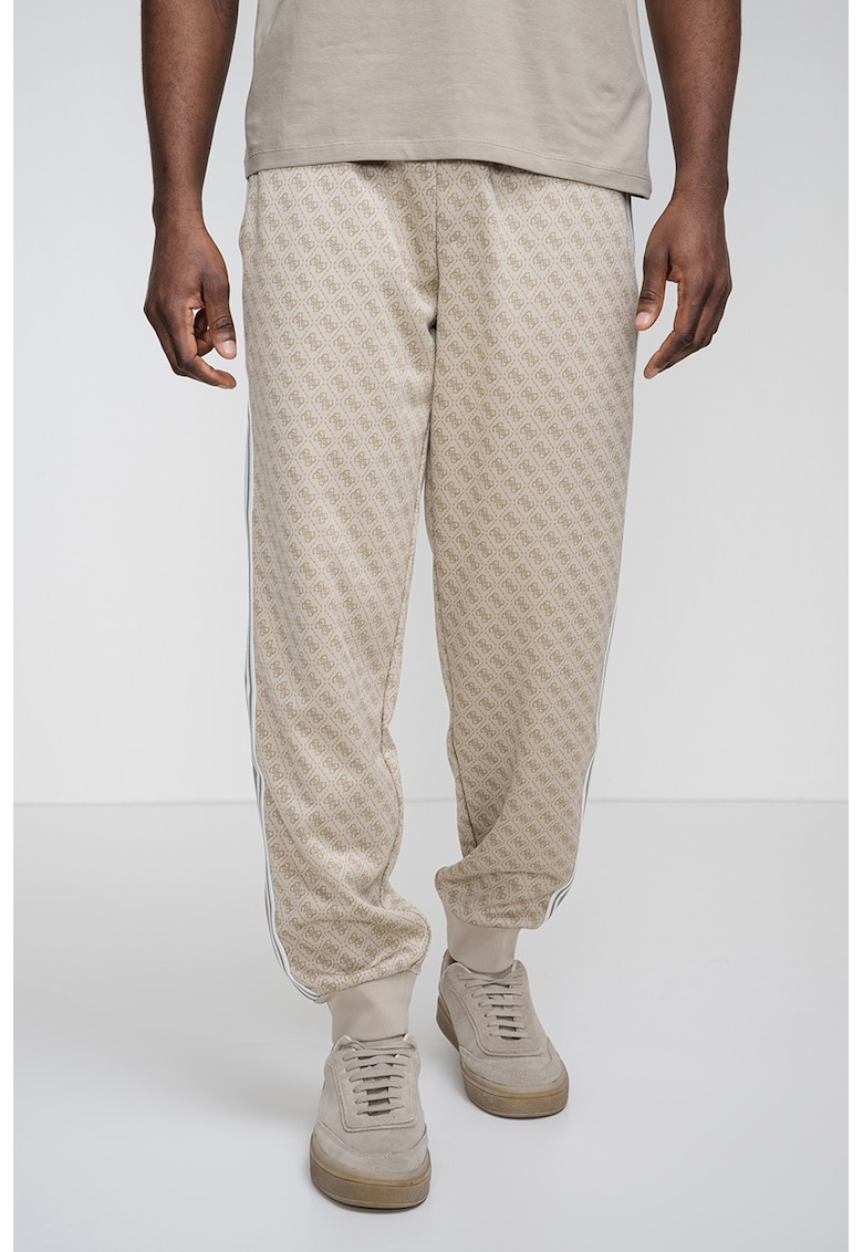 Pantaloni de trening cu logo - pentru fitness - Alb/Maro taupe deschis/Grej