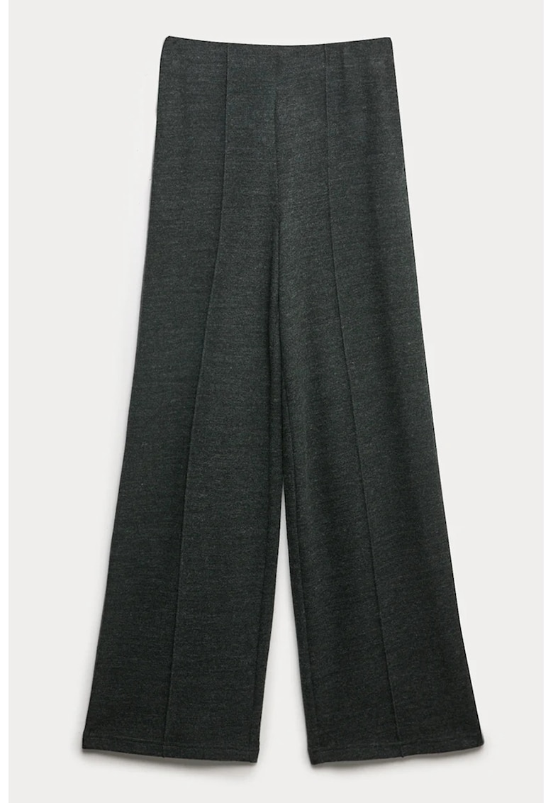 Pantaloni cu croiala ampla si talie inalta - Kaki inchis
