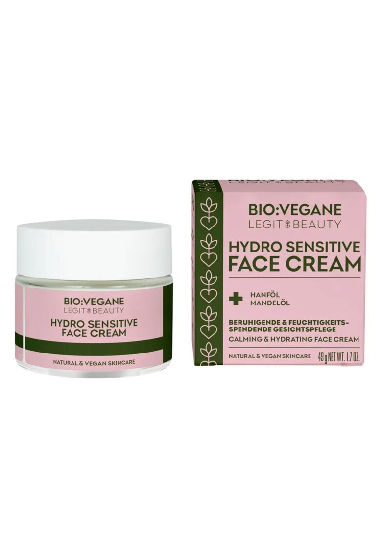 Crema hidratanta si calmanta pentru ten sensibil - cu ulei de canepa & ulei de migdale - Hydro Sensitive - Bio:Vegane Legit Beauty - 49 g