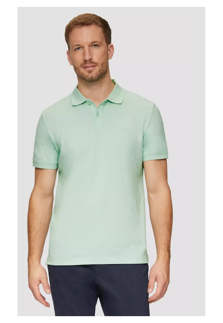 Tricou polo barbati - cu logo - Regular fit - Verde menta