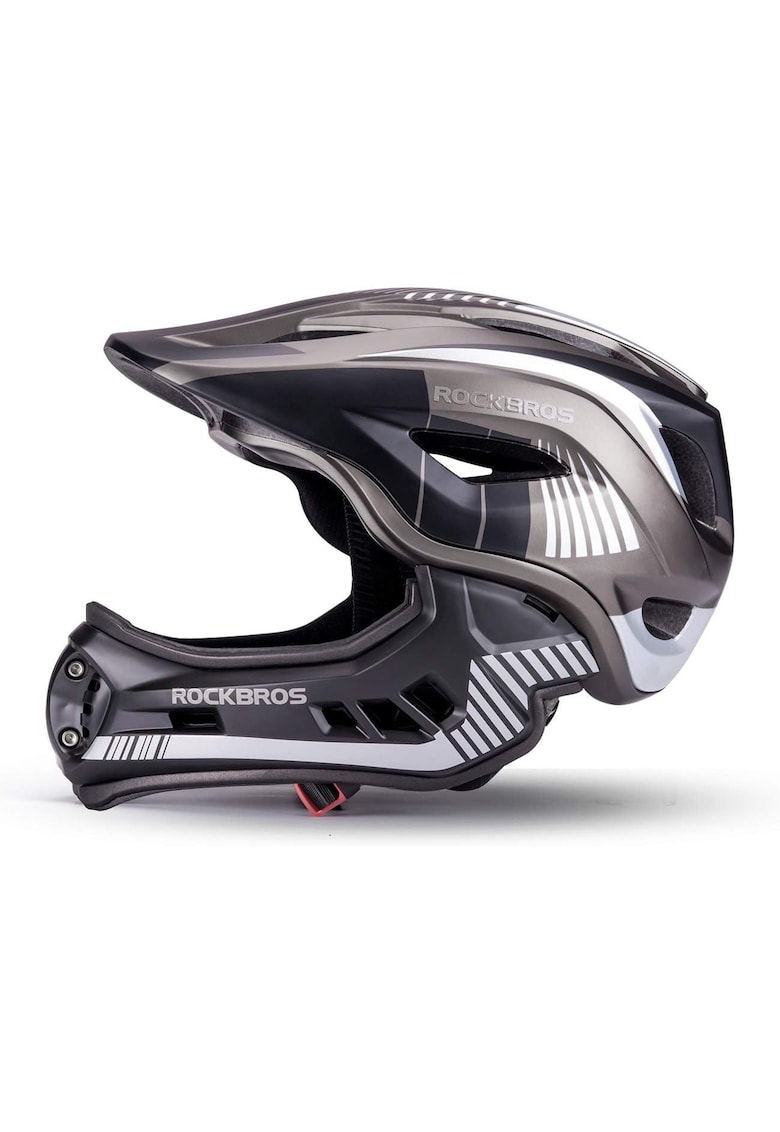 Rockbros Casca de protecție copii full face - gri - 55-58 cm - ajustabilă - detasabilă