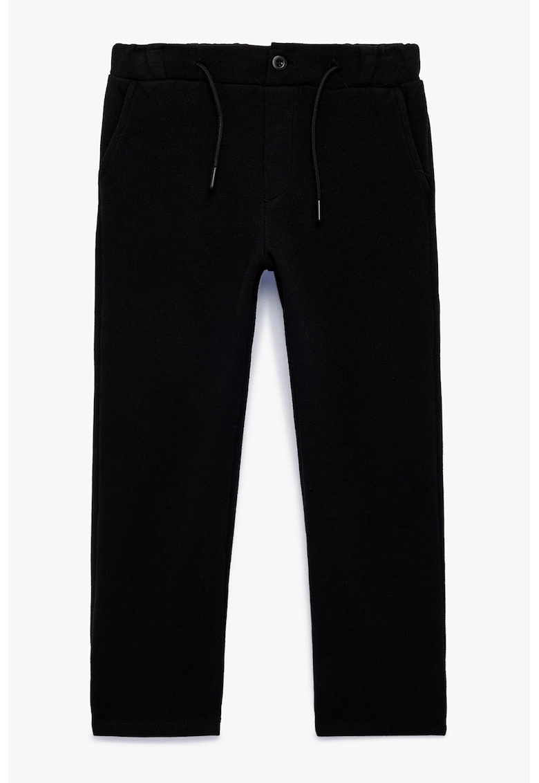 Pantaloni uni cu snur - Negru