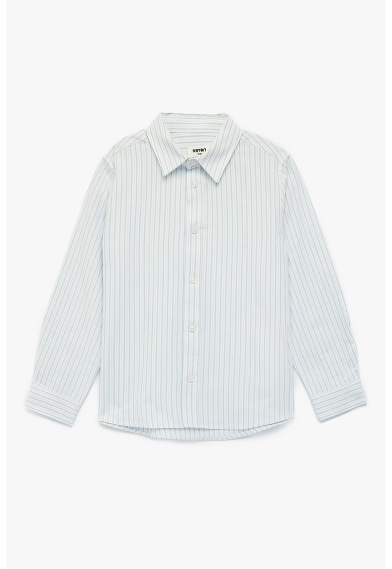 Camasa cu guler clasic si dungi - Gri cenusiu/Alb murdar