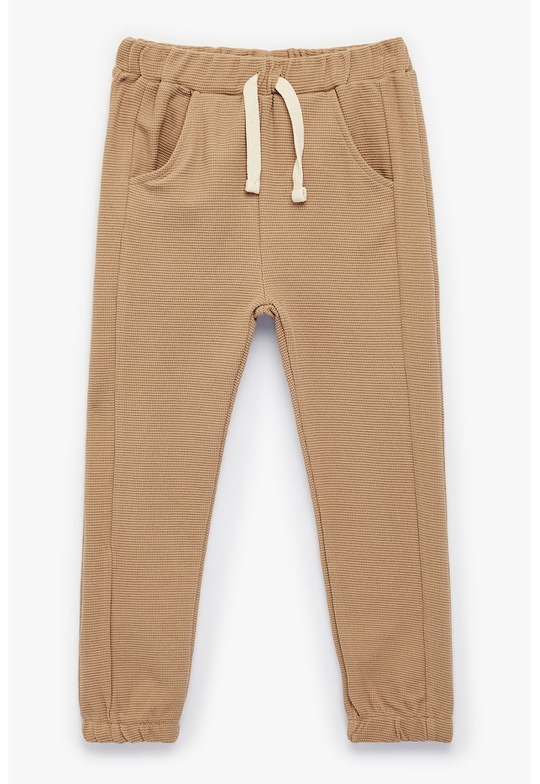 Pantaloni de trening din bumbac cu model texturat - Maro deschis