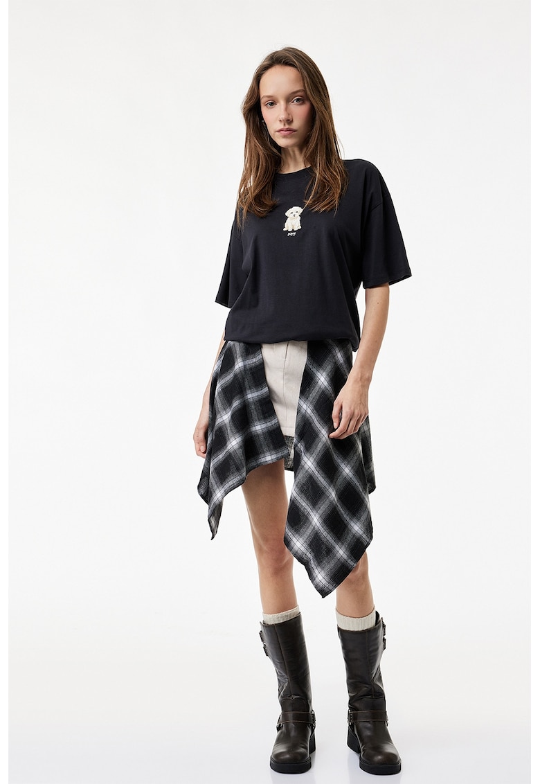 Tricou lejer cu imprimeu grafic - Negru/Crem
