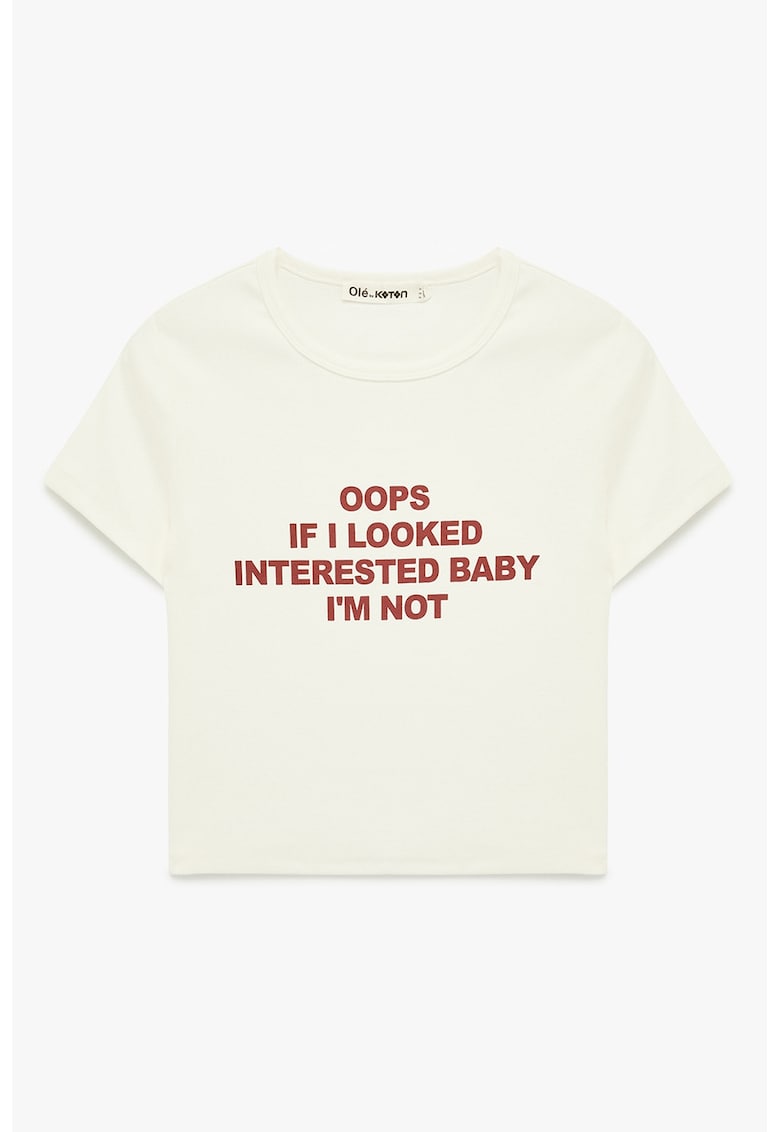 Tricou slim-fit cu imprimeu - Rosu inchis/Crem