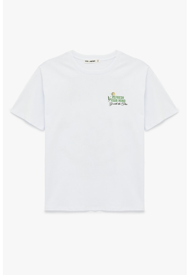 Tricou cu imprimeu text - Alb/Verde deschis