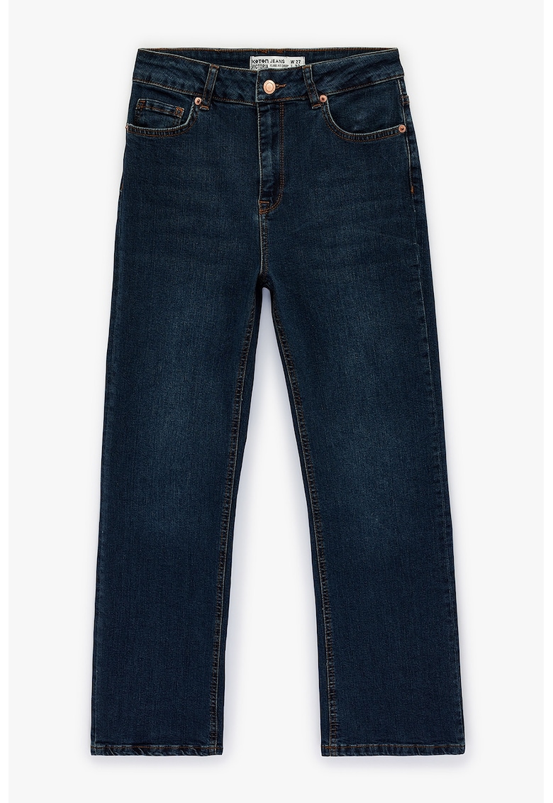 Blugi crop cu croiala evazata Victoria - Bleumarin