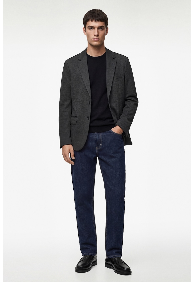 Sacou slim-fit cu buzunare cu clapa - Gri antracit